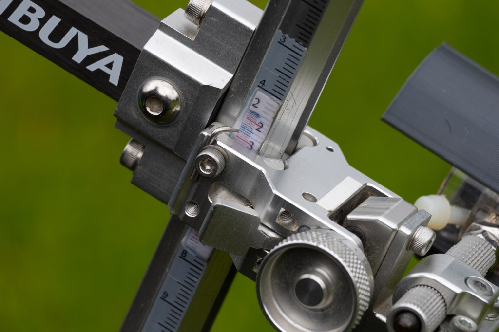 Sight Tape on a compound Shibuya sight, meant for field archery.